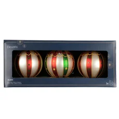 Boule De Noël|KAEMINGK Lot de 3 boules de Noël en verre (D80 mm) Sweet Circus Multicolore