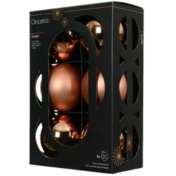 Boule De Noël|KAEMINGK Lot de 6 Boules de Noël en verre (D80 mm) Boréal Cognac