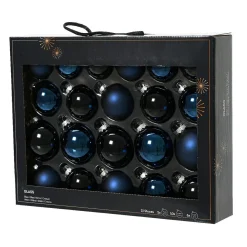 Boule De Noël|KAEMINGK Lot de 21 boules de Noël en verre Assorties Cristal Bleu nuit