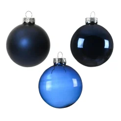Boule De Noël|KAEMINGK Lot de 21 boules de Noël en verre Assorties Cristal Bleu nuit