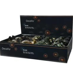 Boule De Noël|KAEMINGK Lot de 12 boules de Noël en verre (80 mm) Skellig transparente et cuivre Vert