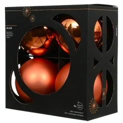 Boule De Noël|KAEMINGK Lot de 4 boules de Noël en verre (D100 mm) Boréal Orange