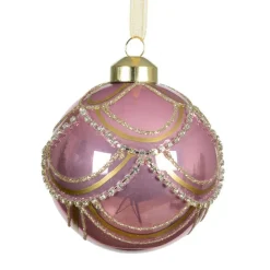 Boule De Noël|KAEMINGK Lot de 2 boules de Noël en verre (D80 mm) Princesse Rose Vieux rose