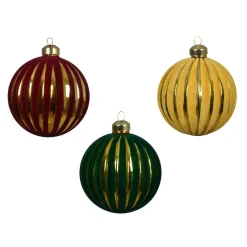Boule De Noël|KAEMINGK Lot de 12 boules de Noël en verre (D100 mm) Velours Vintage Multicolore