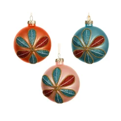 Boule De Noël|KAEMINGK Lot de 12 boules de Noël en verre (D80 mm) Pétales pailletées Multicolore