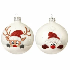 Boule De Noël|KAEMINGK Lot de 6 boules de Noël en verre (D80 mm) Filou Blanc