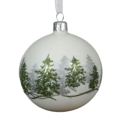 Boule De Noël|KAEMINGK Lot de 6 boules de Noël en verre (D80 mm) Forêt sapin Blanc