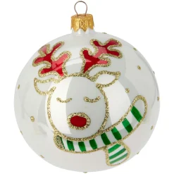 Boule De Noël|KOOPMAN Lot de 6 boules de Noël en verre (D100 mm) Mignonneries nacré Blanc