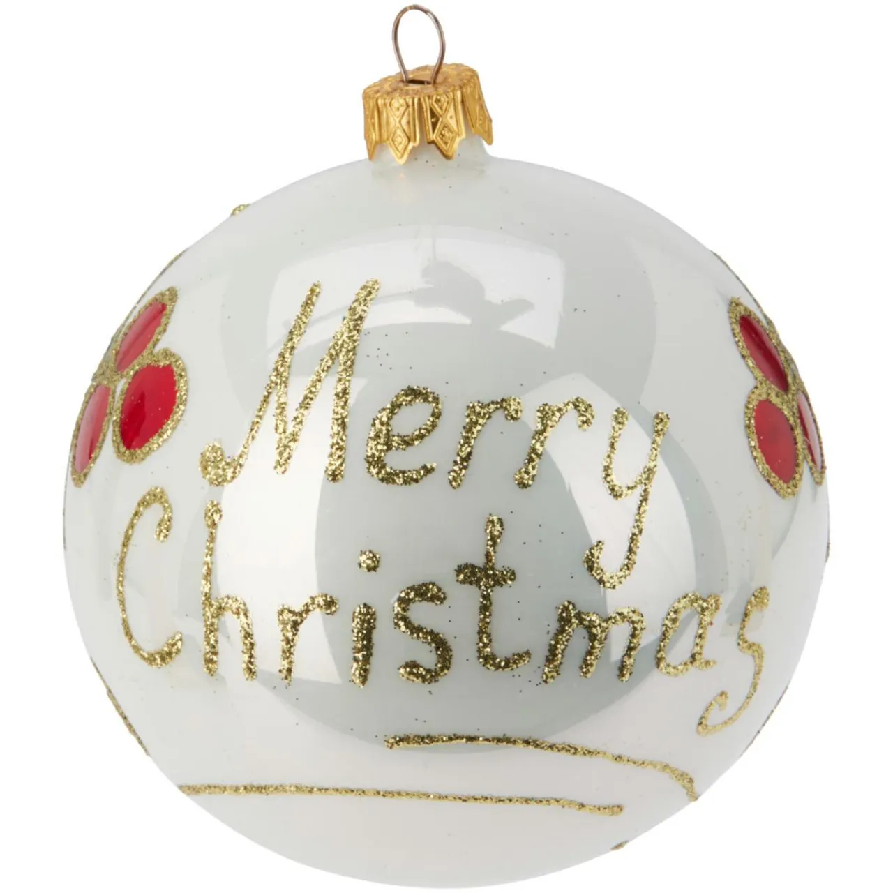 Boule De Noël|KOOPMAN Lot de 6 boules de Noël en verre (D100 mm) Mignonneries nacré Blanc