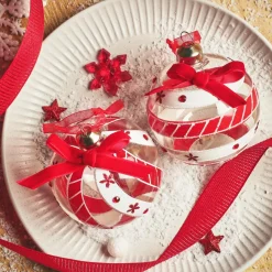 Boule De Noël|KAEMINGK Lot de 12 boules de Noël en verre (D80 mm) Sölden et blanc Rouge