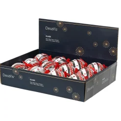 Boule De Noël|KAEMINGK Lot de 12 boules de Noël en verre (D80 mm) Sölden et blanc Rouge