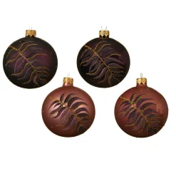 Boule De Noël|KAEMINGK Lot de 6 boules de Noël en verre (D80 mm) Palma Violet