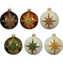 Boule De Noël|KAEMINGK Lot de 6 boules de Noël en verre (D80 mm) Étoiles Filantes Multicolore