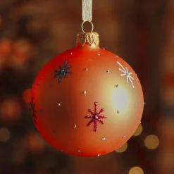 Boule De Noël|KAEMINGK Lot de 6 boules de Noël en verre (D80 mm) Etoiles du monde Orange