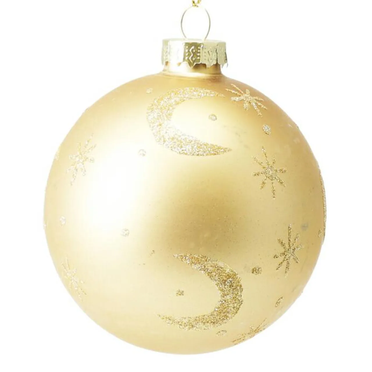 Boule De Noël|KOOPMAN Lot de 12 boules de Noël en verre (D80 mm) Moon nuit et doré Bleu