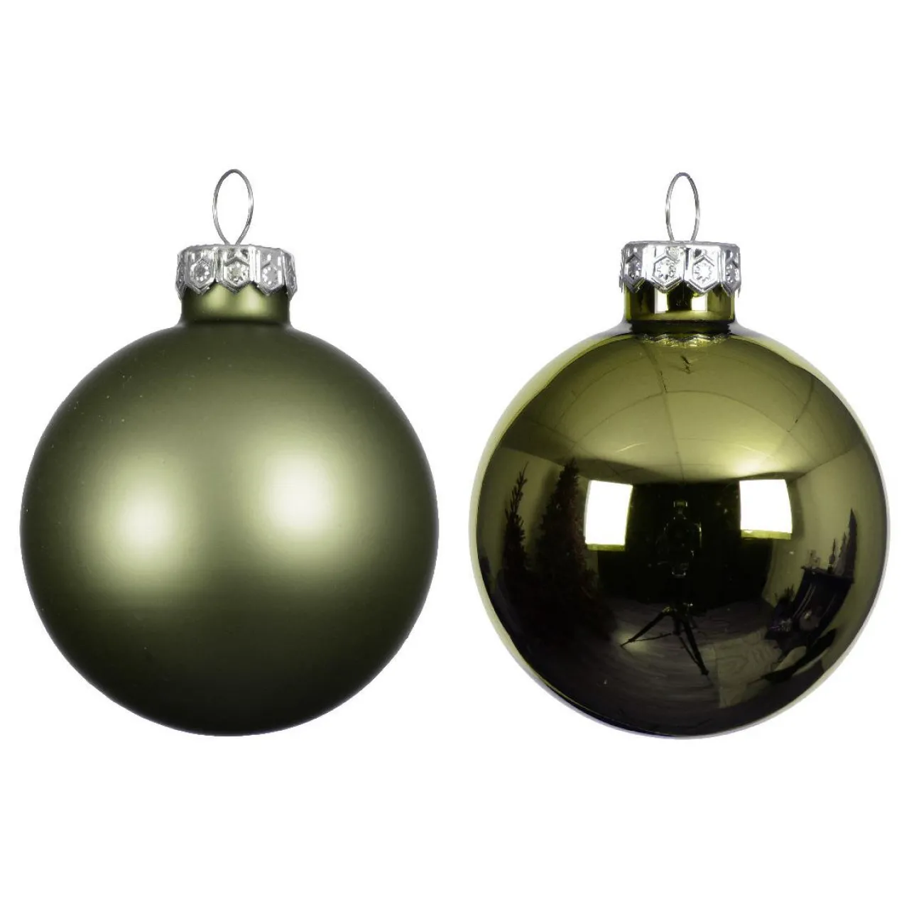 Boule De Noël|KAEMINGK Lot de 4 boules de Noël en verre (D100 mm) Boréal Vert romarin