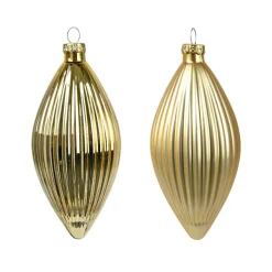 Boule De Noël|KAEMINGK Lot de 3 boules de Noël en verre (D60 mm) Goutte précieuse Or