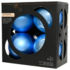 Boule De Noël|KAEMINGK Lot de 4 boules de Noël unies (D100 mm) Aravis Bleu Ciel