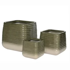 Déco Extérieur Et Cache-Pot|Déco Extérieur Et Cache-Pot|EMINZA Lot de 3 cache-pots d'extérieur carrés (H49-37-27 cm) Jamie Gris et Beige