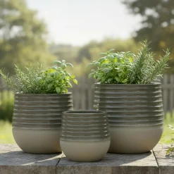 Déco Extérieur Et Cache-Pot|Déco Extérieur Et Cache-Pot|EMINZA Lot de 3 cache-pots d'extérieur ronds (H49-37-27 cm) Jamie Gris