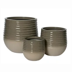 Déco Extérieur Et Cache-Pot|Déco Extérieur Et Cache-Pot|EMINZA Lot de 3 cache-pots d'extérieur ronds (H49-37-27 cm) Jamie Gris