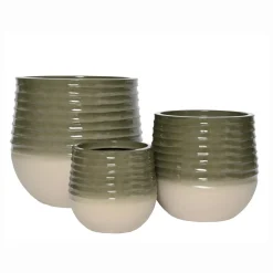 Déco Extérieur Et Cache-Pot|Déco Extérieur Et Cache-Pot|EMINZA Lot de 3 cache-pots d'extérieur ronds (H49-37-27 cm) Jamie Gris et Beige