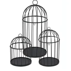 Déco Et Objet De Noël|KOOPMAN Lot de 3 cages à oiseaux (H41 cm) Christmas Chic Noir