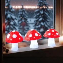 Déco Et Objet Lumineux|EMINZA Lot de 3 champignons lumineux solaires (H18 cm) Mushy Blanc froid