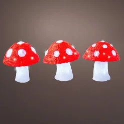 Déco Et Objet Lumineux|EMINZA Lot de 3 champignons lumineux solaires (H18 cm) Mushy Blanc froid