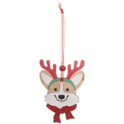 Décoration De Sapin|Feeric Lights & Christmas Lot de 4 Chiens à suspendre (H10 cm) Christmas Rouge