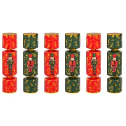 Déco De Table|JJA Lot de 6 crackers de Noël Soldats Casse-noisette Vert et Rouge Multicolore