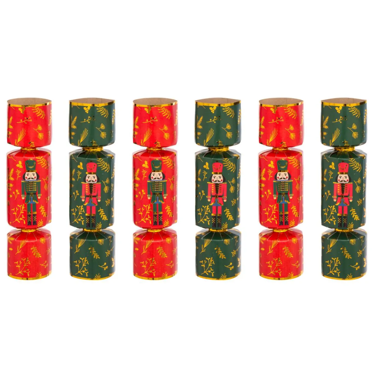 Déco De Table|JJA Lot de 6 crackers de Noël Soldats Casse-noisette Vert et Rouge Multicolore