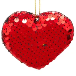 Décoration De Sapin|JJA Lot de 2 cœurs à suspendre (H7 cm) Sequins Rouge