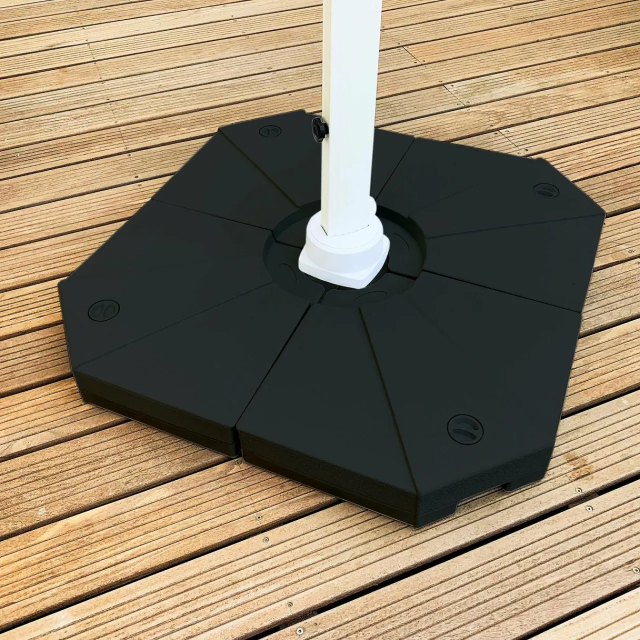 Pied Et Accessoires|MOBELLIA Lot de 4 dalles pour Parasol déporté 20L Noir
