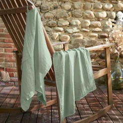 Accessoire Cuisine|EMINZA Lot de 2 essuie-mains gaze de coton (70 cm) Gaïa Vert Eucalyptus