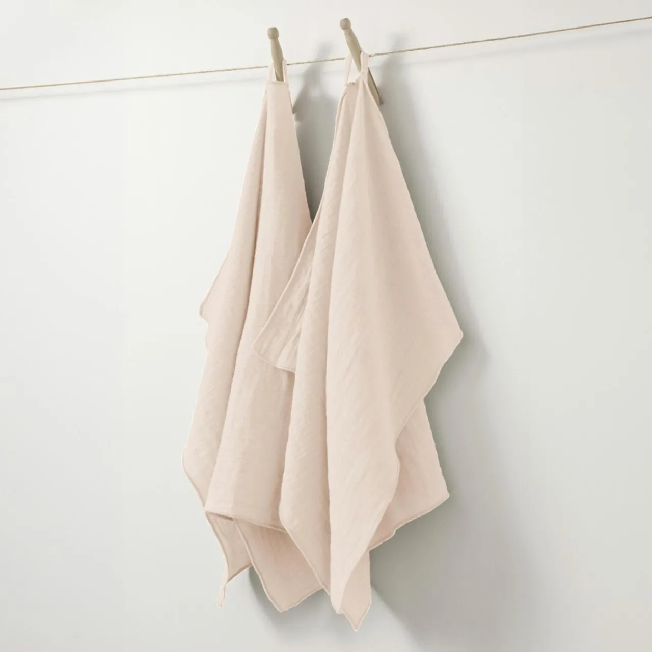 Accessoire Cuisine|EMINZA Lot de 2 essuie-mains gaze de coton (70 cm) Gaïa Rose poudré