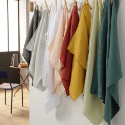 Accessoire Cuisine|EMINZA Lot de 2 essuie-mains gaze de coton (70 cm) Gaïa Gris granit Gris foncé