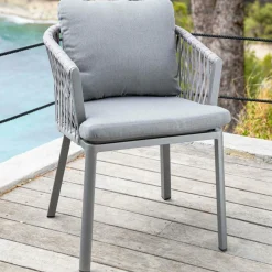 Chaise De Jardin|MOBELLIA Lot de 2 fauteuils de jardin en aluminium Amalfi Gris Anthracite