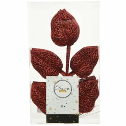 Décoration De Sapin|KAEMINGK Lot de 12 feuilles à suspendre (H36 cm) Alpine Rouge