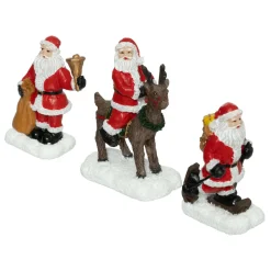Personnage Et Accessoire Pour Village|FEERIC LIGHTS Lot de 3 figurines pour village (H7 cm) Père Noël en poste