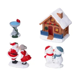 Personnage Et Accessoire Pour Village|KAEMINGK Lot de 4 figurines pour village (H10 cm) Les Amoureux de Noël et maison Multicolore