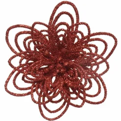 Décoration De Sapin|KAEMINGK Lot de 3 fleurs sur clip (D11 cm) Floralia Rouge