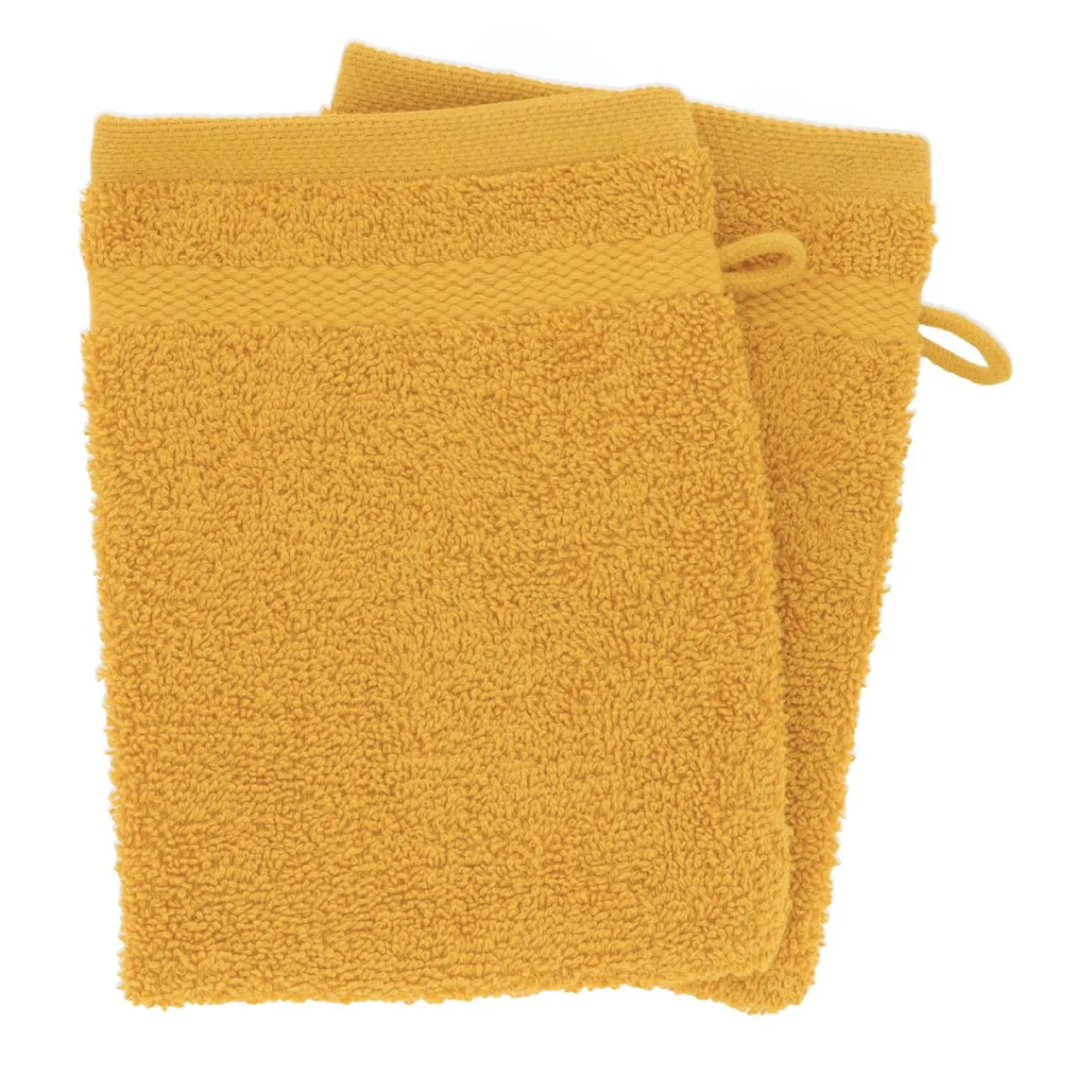 Linge De Bain|Gant De Toilette|TENDANCE Lot de 2 gants de toilette coton (15 x 21 cm) Timeless Jaune moutarde