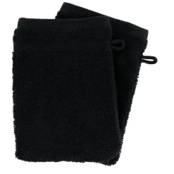 Linge De Bain|Gant De Toilette|TENDANCE Lot de 2 gants de toilette coton (15 x 21 cm) Timeless Noir