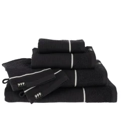 Linge De Bain|Gant De Toilette|TENDANCE Lot de 2 gants de toilette coton nid d'abeille (15 x 21 cm) Japandi Noir