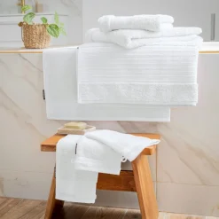 Linge De Bain|Gant De Toilette|EMINZA Lot de 2 gants de toilette coton bio (15 x 21 cm) Méline chantilly Blanc