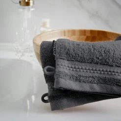 Linge De Bain|Gant De Toilette|EMINZA Lot de 2 gants de toilette coton bio (15 x 21 cm) Méline Gris orage Gris foncé