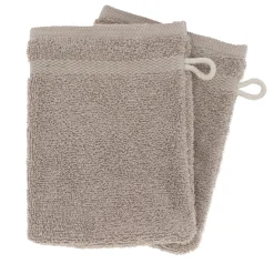 Linge De Bain|Gant De Toilette|TENDANCE Lot de 2 gants de toilette coton (15 x 21 cm) Timeless Taupe