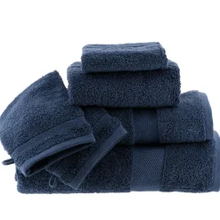 Linge De Bain|Gant De Toilette|TENDANCE Lot de 2 gants de toilette coton (15 x 21 cm) Timeless Bleu marine