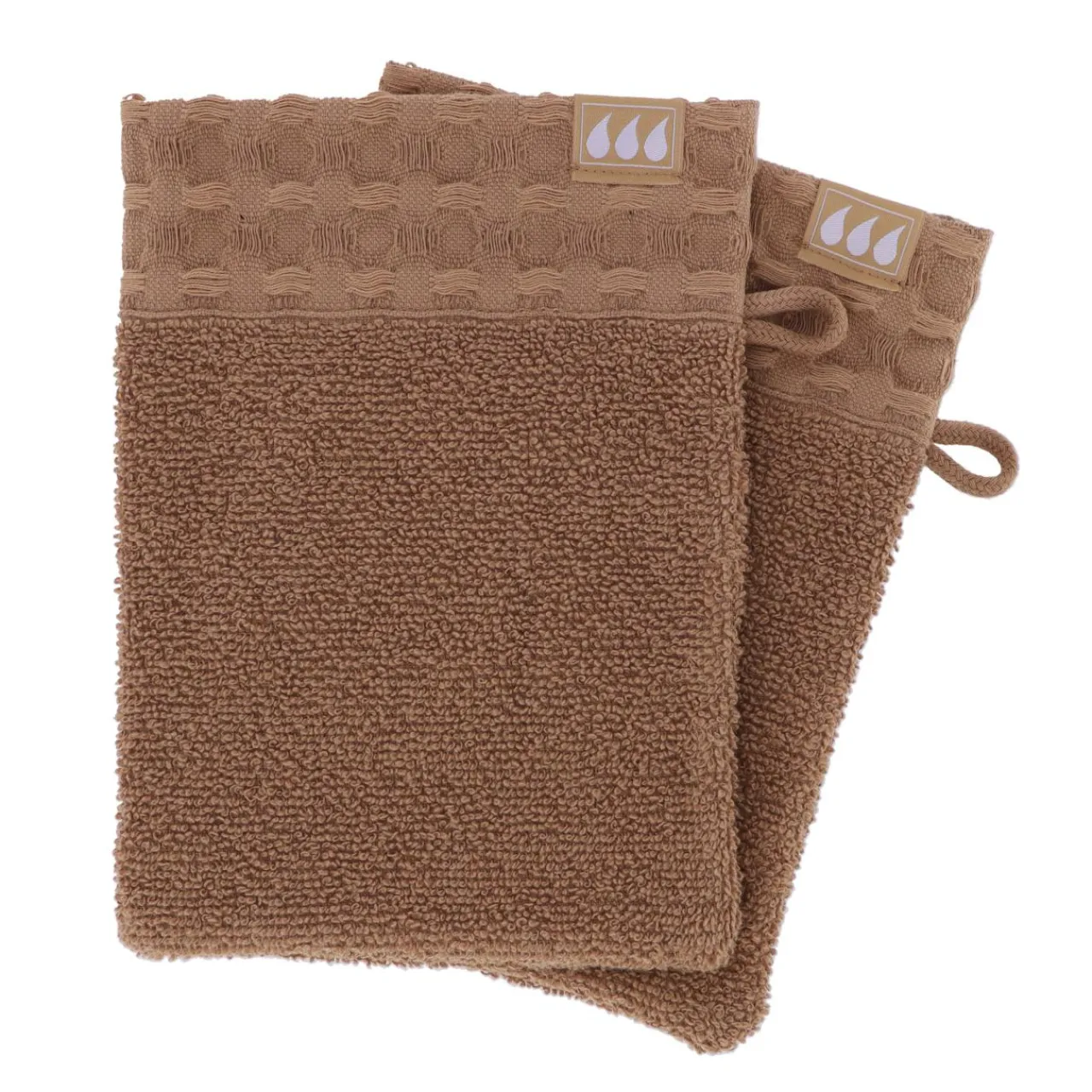 Linge De Bain|Gant De Toilette|TENDANCE Lot de 2 gants de toilette coton (15 x 21 cm) Season Color Caramel